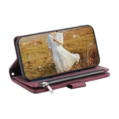 För Xiaomi Redmi 14C Zipper Wallet Case Rhombus Stitching Line Telefonfodral
