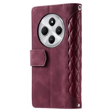 För Xiaomi Redmi 14C Zipper Wallet Case Rhombus Stitching Line Telefonfodral