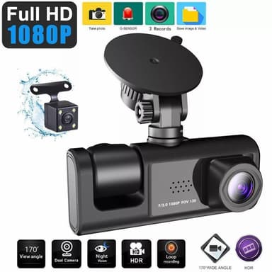 Bilkamera 3 objektiv vidvinkel 1080P HD bil DVR Dash Cam parkeringsmonitor