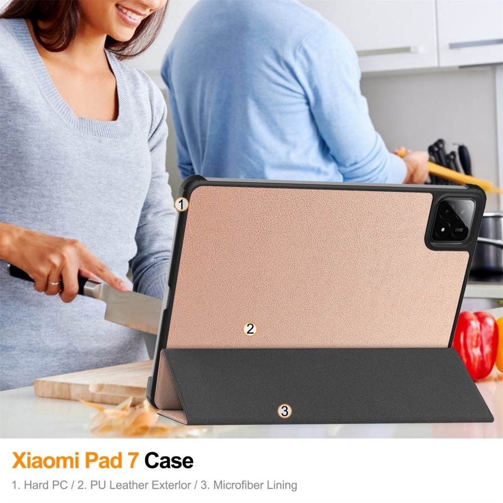 Slim Fit Cover Fodral För Xiaomi Pad 7 Auto Wake / Sleep - Rose Gold