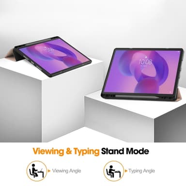 För Lenovo Idea Tab Pro Fodral Tri-Fold Stativ Skal med pennhållare - Rose Gold