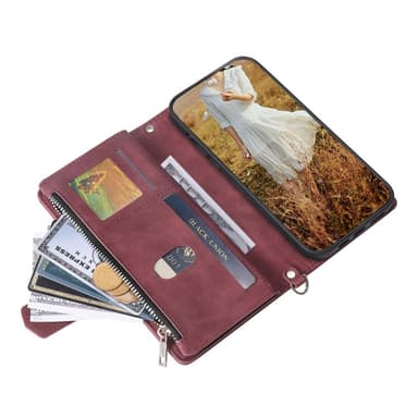 För Xiaomi Redmi 14C Zipper Wallet Case Rhombus Stitching Line Telefonfodral