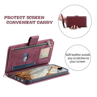För Xiaomi Redmi 14C Zipper Wallet Case Rhombus Stitching Line Telefonfodral