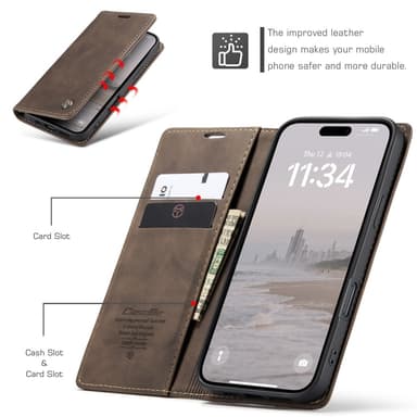 CASEME Plånboksfodral iPhone 16 Plus - Coffee