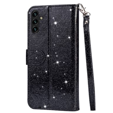 För Samsung Galaxy A56 5G Ställbart Glitterfodral med Dragkedjeficka - Svart