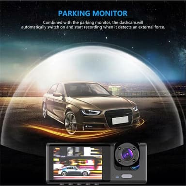 Bilkamera 3 objektiv vidvinkel 1080P HD bil DVR Dash Cam parkeringsmonitor