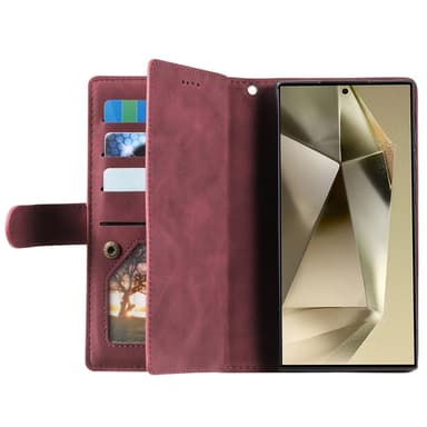 För Samsung Galaxy S25 Ultra 5G Fodral med Dragkedja och 9 Kortplatser