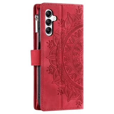 För Samsung Galaxy A56 plånboksfodral Fodral Skal Mandala blommönster - Röd