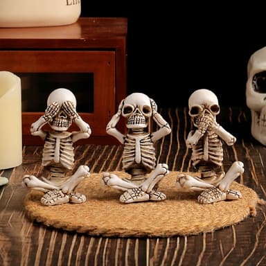 3 ST Halloween Spooky Skräckprydnad Skrämmande Dekoration Sittande Skelett