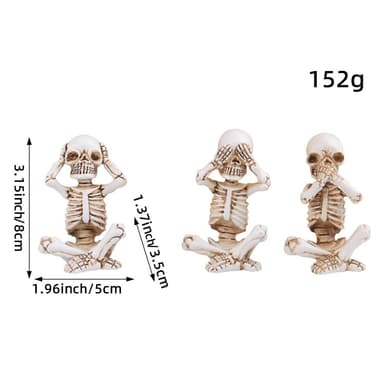 3 ST Halloween Spooky Skräckprydnad Skrämmande Dekoration Sittande Skelett