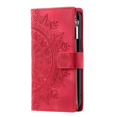 För Samsung Galaxy A56 plånboksfodral Fodral Skal Mandala blommönster - Röd