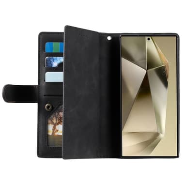 För Samsung Galaxy S25 Ultra 5G Fodral med Dragkedja och 9 Kortplatser
