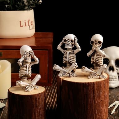 3 ST Halloween Spooky Skräckprydnad Skrämmande Dekoration Sittande Skelett