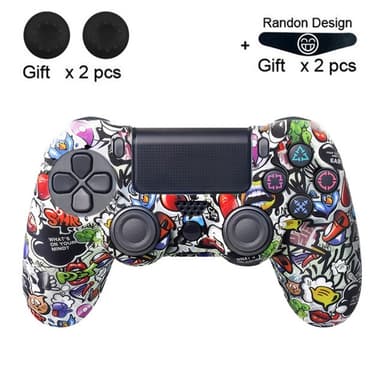 Skal för Sony PlayStation 4 Pro Slim PS4 Anti-Slip Silikon Skin Cover - Graffiti