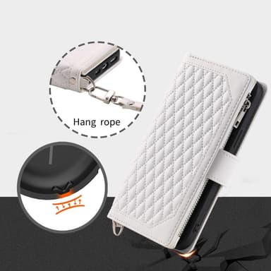 För Xiaomi Redmi 14C Zipper Wallet Case Rhombus Stitching Line Telefonfodral