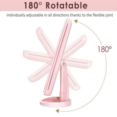 3-sidig hopfällbar sminkspegel Dimbar ljus 22LED Bordsspegel spegel - Rosa