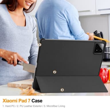 Slim Fit Cover Fodral För Xiaomi Pad 7 Auto Wake / Sleep - Svart