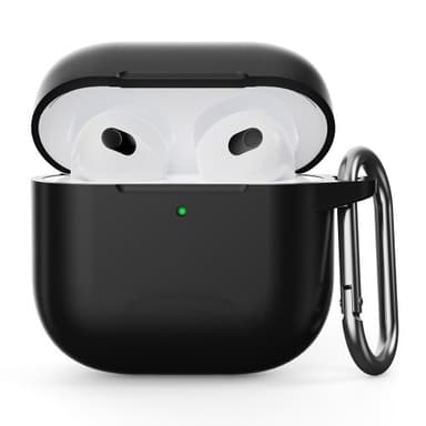 För AirPods 4 Silikonfodral Integrerat Bluetooth-hörlursskydd med krok - Svart