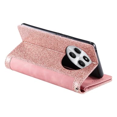 För Xiaomi Redmi 14C Fodral med Dragkedja och 9 Kortplatser – RoseGold