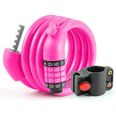 Cykellås Lås Kabel 5-siffrig kombination monteringsfäste - Rosa