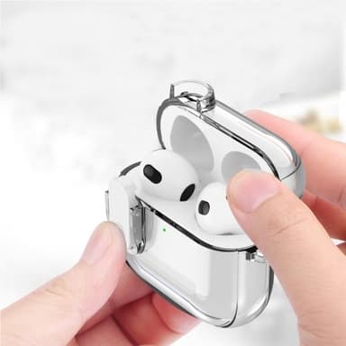 För AirPods 4 hörlurar Fodral Snap Switch Ice Crystal Clear Skal - Transparent Grå