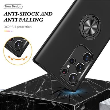 Till Samsung Galaxy S25 Ultra Hybrid skal med Finger Ring - Svart