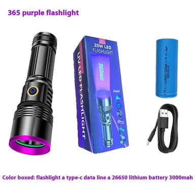 UV Anti-Förfalskning Detektering 365nm Lila Ljus Högeffekt UV-ficklampa