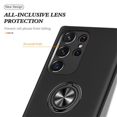 Till Samsung Galaxy S25 Ultra Hybrid skal med Finger Ring - Svart