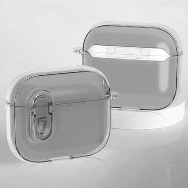 För AirPods 4 hörlurar Fodral Snap Switch Ice Crystal Clear Skal - Transparent Grå