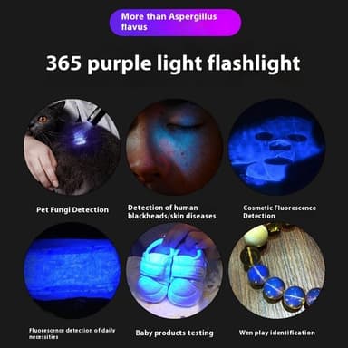 UV Anti-Förfalskning Detektering 365nm Lila Ljus Högeffekt UV-ficklampa