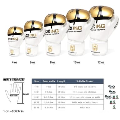 WOSWEIR 1 par 12oz Boxningshandskar Kickboxning Träning för vuxna - Röd/Guld