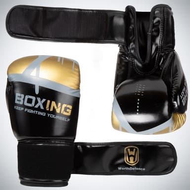 WOSWEIR 1 par 12oz Boxningshandskar Kickboxning Träning för vuxna - Röd/Guld