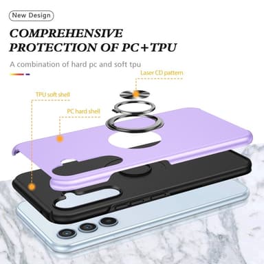 Samsung Galaxy S25 / S24 Hybrid skal med Finger Ring - Lila