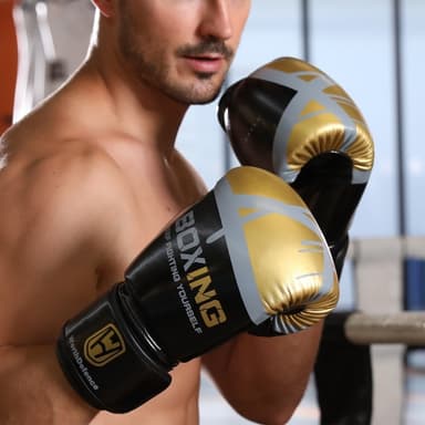 WOSWEIR 1 par 12oz Boxningshandskar Kickboxning Träning för vuxna - Röd/Guld