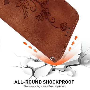 För Xiaomi Redmi 14C Fodral Ställ Plånboksfodral Blommönster - Brun