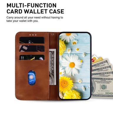 För Xiaomi Redmi 14C Fodral Ställ Plånboksfodral Blommönster - Brun