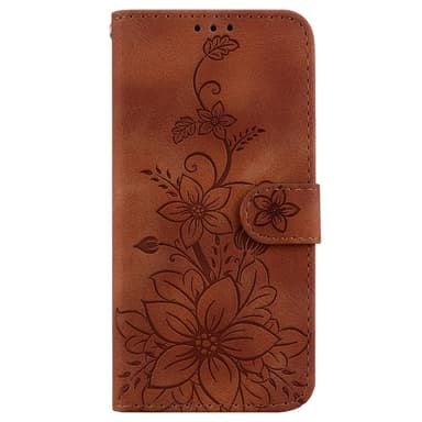 För Xiaomi Redmi 14C Fodral Ställ Plånboksfodral Blommönster - Brun