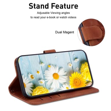 För Xiaomi Redmi 14C Fodral Ställ Plånboksfodral Blommönster - Brun