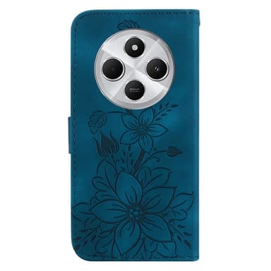 För Xiaomi Redmi 14C Fodral Ställ Plånboksfodral Blommönster - Blå