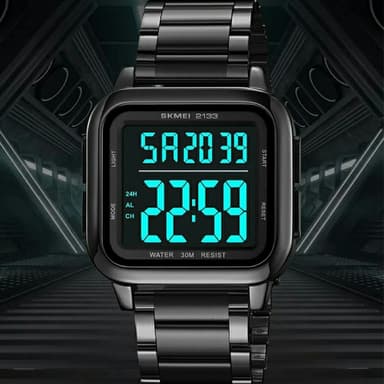 SKMEI Digital Elektronisk Armbandsklocka Klocka Stålrem Fyrkantig - Guld