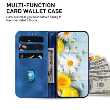 För Xiaomi Redmi 14C Fodral Ställ Plånboksfodral Blommönster - Blå