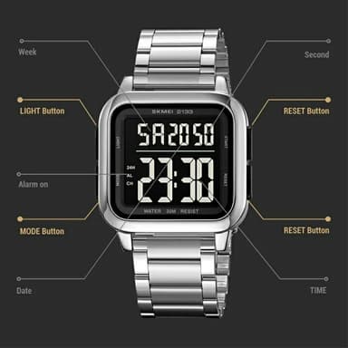 SKMEI Digital Elektronisk Armbandsklocka Klocka Stålrem Fyrkantig - Guld