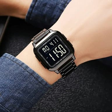 SKMEI Digital Elektronisk Armbandsklocka Klocka Stålrem Fyrkantig - Guld