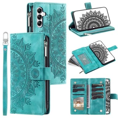För Samsung Galaxy A56 plånboksfodral Fodral Skal Mandala blommönster - Mint