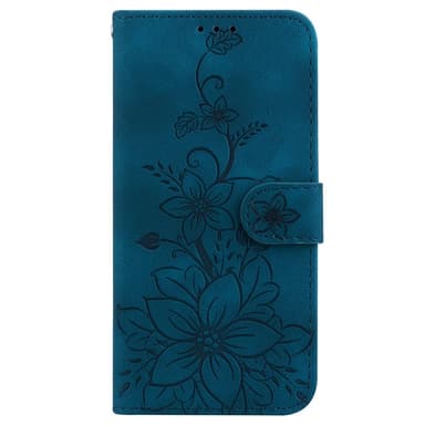 För Xiaomi Redmi 14C Fodral Ställ Plånboksfodral Blommönster - Blå