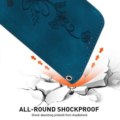 För Xiaomi Redmi 14C Fodral Ställ Plånboksfodral Blommönster - Blå