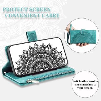 För Samsung Galaxy A56 plånboksfodral Fodral Skal Mandala blommönster - Mint