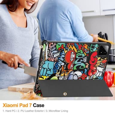 Slim Fit Cover Fodral För Xiaomi Pad 7 Auto Wake / Sleep - Graffiti