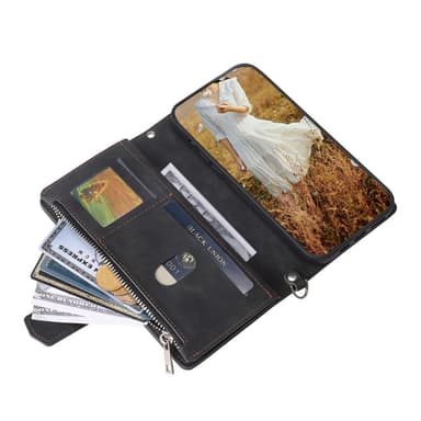 För Xiaomi Redmi 14C Zipper Wallet Case Rhombus Stitching Line Telefonfodral