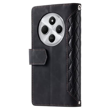 För Xiaomi Redmi 14C Zipper Wallet Case Rhombus Stitching Line Telefonfodral